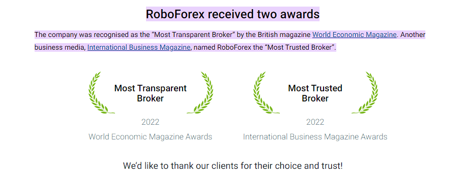 roboforex awards