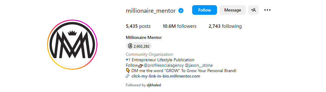 Millionaire Mentor - Forex Traders to follow on Instagram