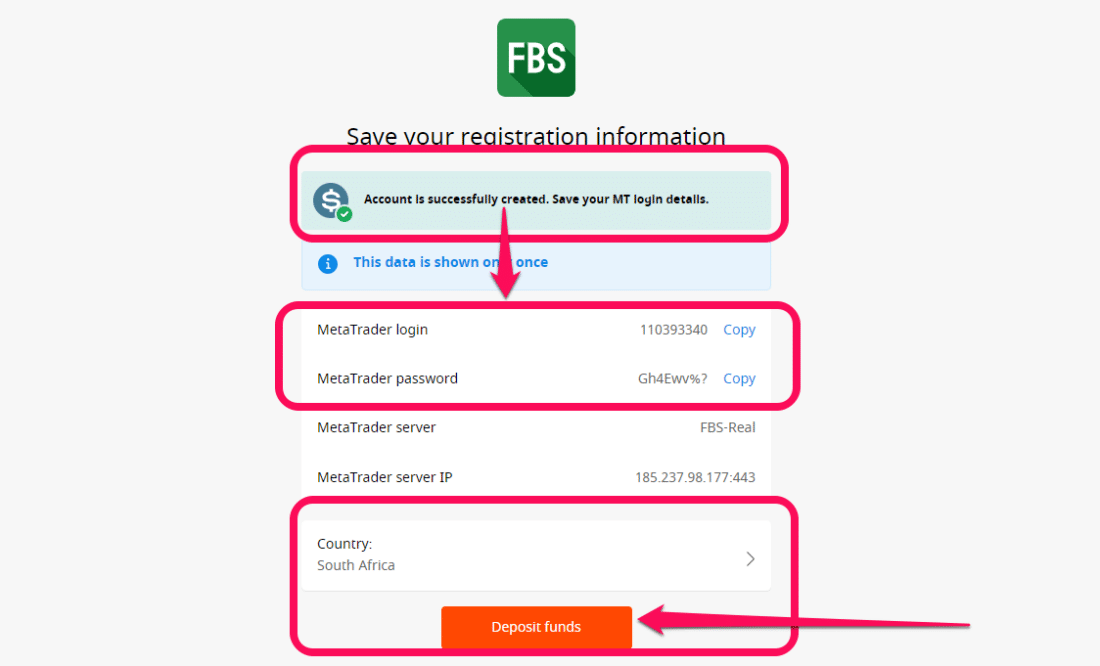 FBS Account fully registered